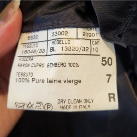 Lanvin Paris | Mens Pure Wool 3 Button Front Plaid Blazer Jacket Navy Blue - Picture 9 of 10